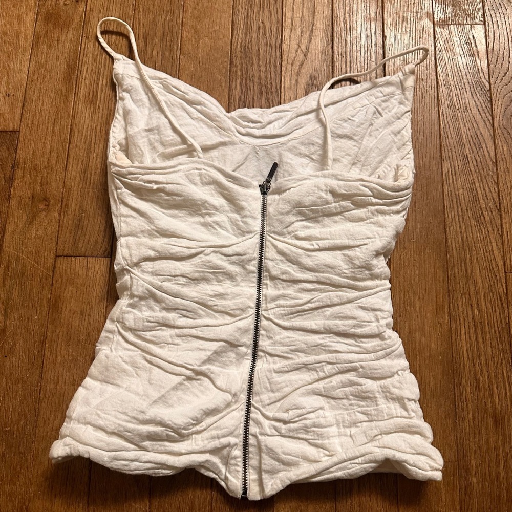 Nicole Miller Artelier Cami Top Womens S Ruched Cowl Neck White Y2K Date Night - Picture 4 of 8